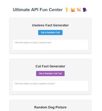 Screenshot of API Fun Center data integration project.